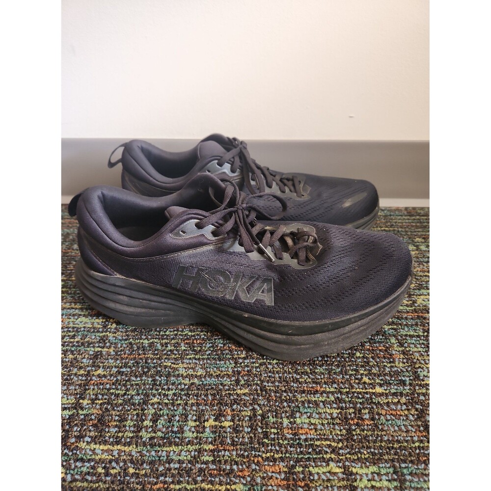 Hoka One One Men's Bondi 8 All Black Athletic Sneakers Size 12.5